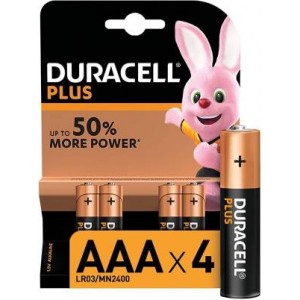 (1 Confezione) Duracell Plus Batterie 4pz MiniStilo LR03 MN2400 AAA - min. ordine 4pz