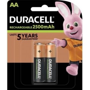 (1 Confezione) Duracell Ricar. Batterie 2pz Stilo 2500mAh HR6 DX1500 AA