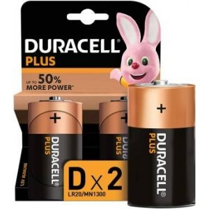 (1 Confezione) Duracell Plus Batterie 2pz Torcia LR20 MN1300 D Alcaline