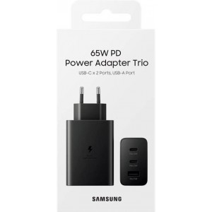 Samsung Caricabatterie 65W Trio EP-T6530 FC USB-C+USB-A Black